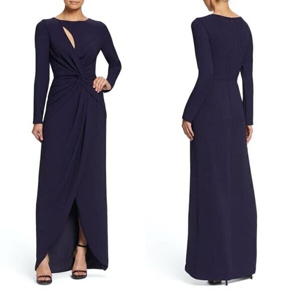 NWT! Dress The Population Naomi Twist Crepe Boysenberry purple maxi dress Medium - Picture 1 of 9